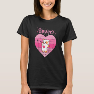 Kids Girl daughter cute cat kitty heart love 7th b T-Shirt