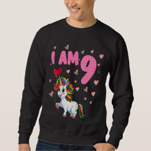Kids Girls 9 Birthday 9 Years Old Princess Unicorn Sweatshirt