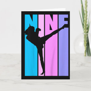 Kids Girls 9th Kickboxing Birthday Kickboxer Girl  Card