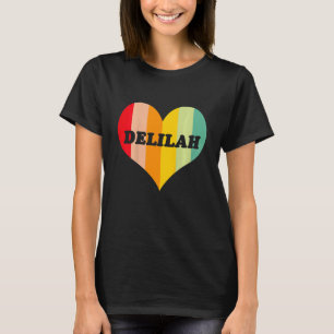 Kids Girls Delilah Retro Vintage Heart Name T-Shirt