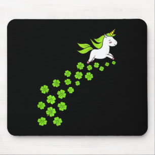 Kids Girls Happy St Patricks Day Unicorn Shamrock Mouse Pad