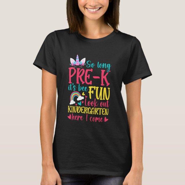 Kids Girls Kindergarten Here I Come Pre K Graduati T-Shirt (Front)