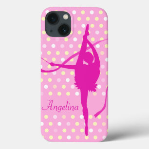 Kids girls named gymnast polka dot pink ipad case