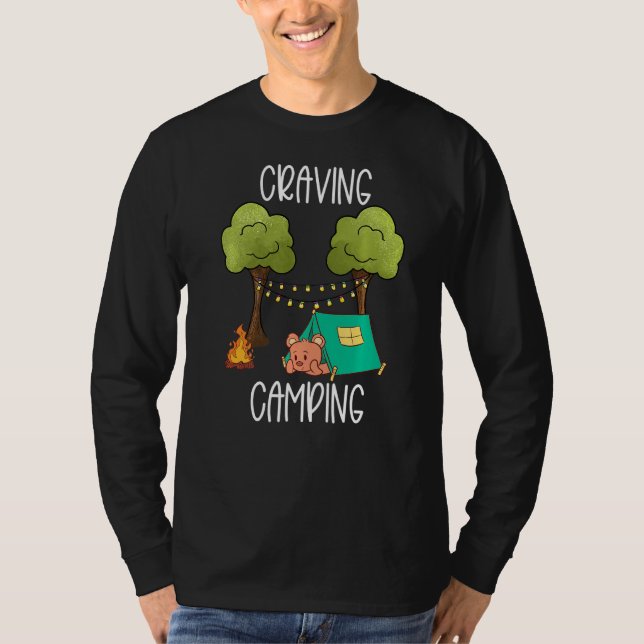 Kids Glamping Gear Tent Camping Bear Camper String T-Shirt (Front)