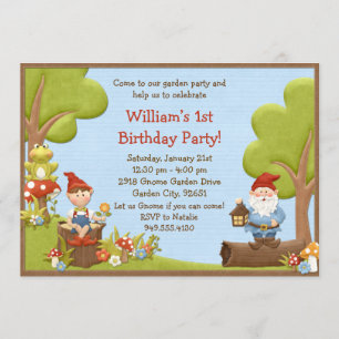 Kids Gnome Birthday Party Invitation
