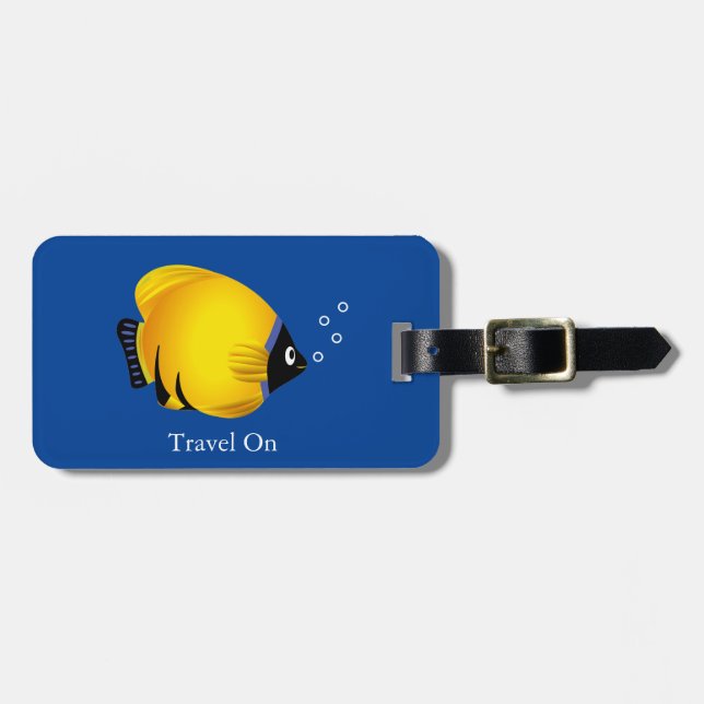Kids Gold Fish Personalise Luggage Tag (Front Horizontal)