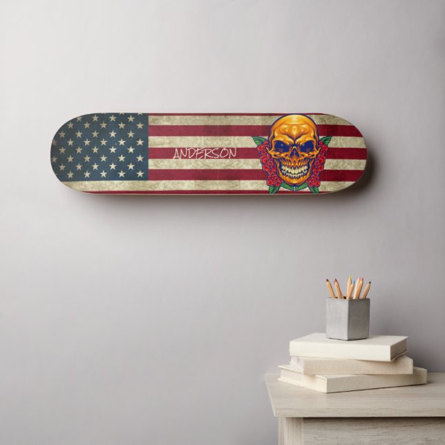 Kids Golden Skull Skateboard (Wall Art (Horz))