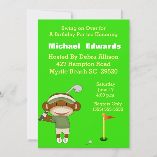 Kids Golf Birthday Invitations (Front)