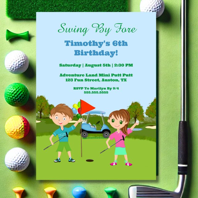 Kids Golf Putt Putt Birthday Invitation (Creator Uploaded)
