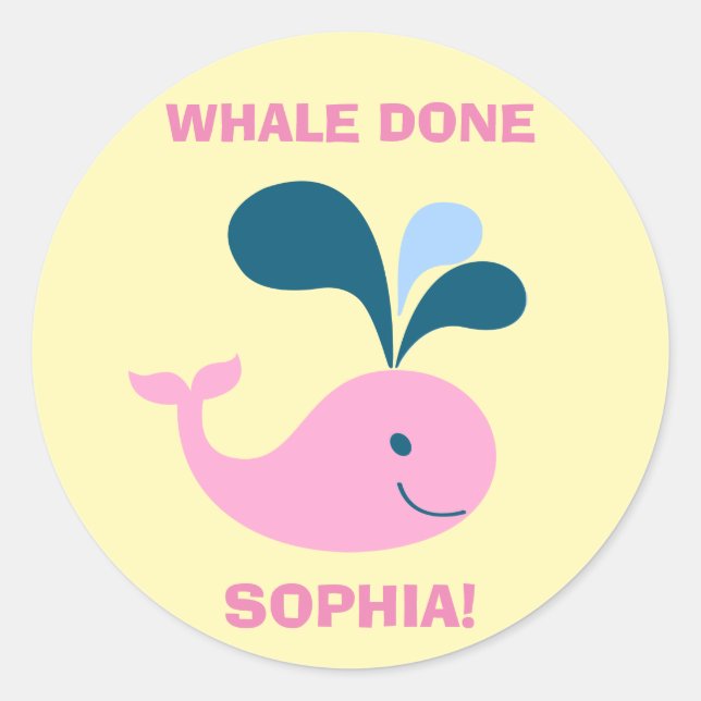 Kids Good Job Encouragement Reward Cute Pink Classic Round Sticker (Front)