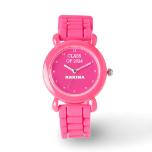 Kids Grad Girl Pink Graduation Name School Watch