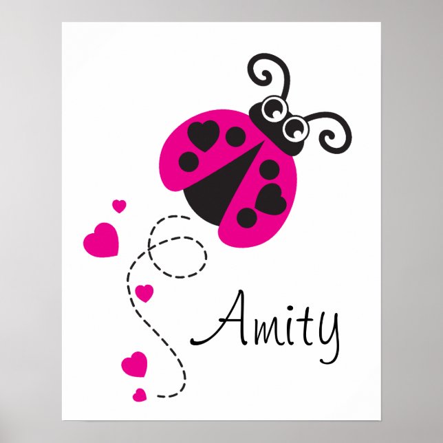 Kids graphic ladybird / ladybug girls name poster (Front)
