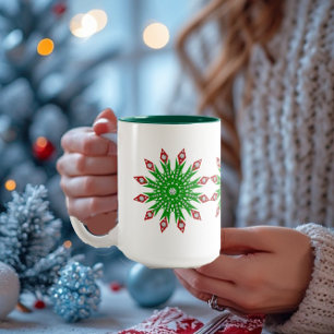 Kid's Green Christmas Snowflakes Party Mug
