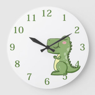Kids Green Dinosaur Large Clock
