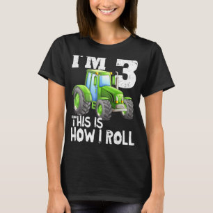 Kids Green Farm Tractor 3rd Birthday Party 3 Year T-Shirt