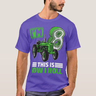 Kids Green Farm Tractor 8th Birthday Gift 8 Year T-Shirt