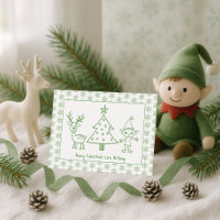 Kids Green Glitter Scribble Art Merry Christmas