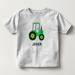 Kids Green Tractor Personalised Farm Vehicle Toddler T-Shirt