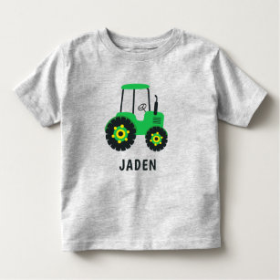 Kids Green Tractor Personalized Farm Vehicle Toddler T-Shirt