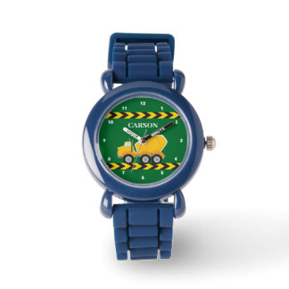 Kids Green Truck Custom Boys Name Watch