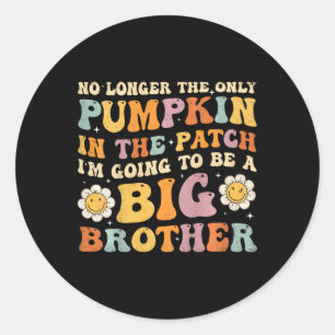 Kids Groovy Big Brother Fall Pregnancy Announcemen Classic Round Sticker