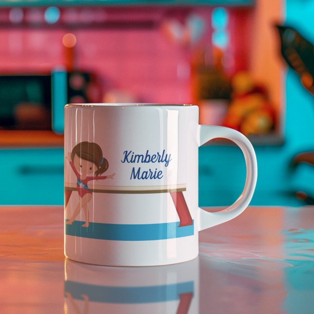 Kids Gymnastics Blue Monogram Gymnast Girl Coffee Mug (Creator Uploaded)