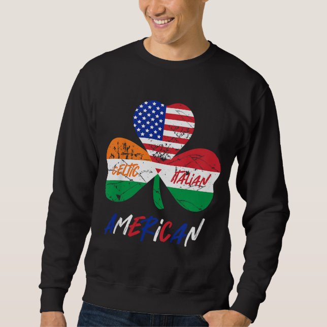 Kids Half Irish Half Italian American Flag Shamroc Sweatshirt (Front)