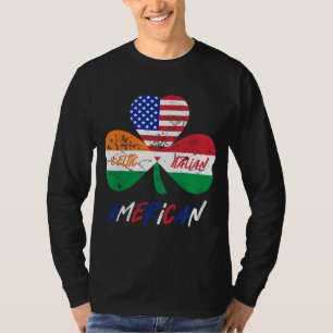 Kids Half Irish Half Italian American Flag Shamroc T-Shirt