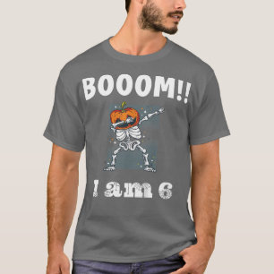 Kids Halloween 6th Birthday 6 Year Old Dabbing Ske T-Shirt