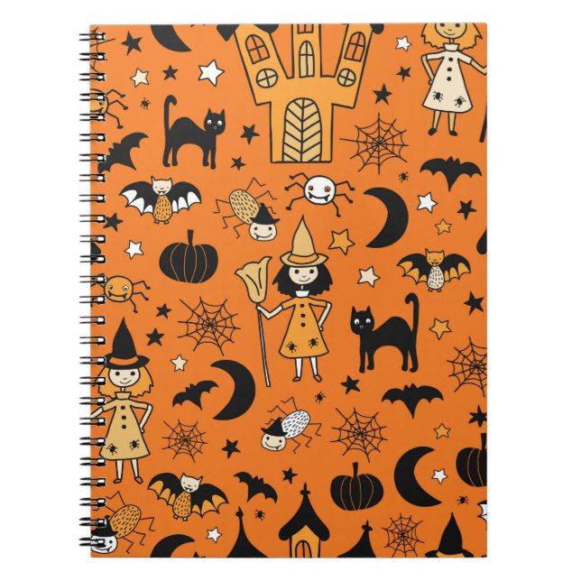Kids Halloween background. Seamless vintage patter Notebook (Front)