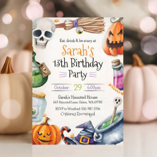 Kids Halloween Birthday Invitation, Costume Party Invitation