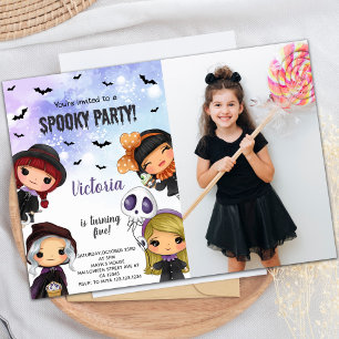 Kids Halloween Birthday Invitations with photo