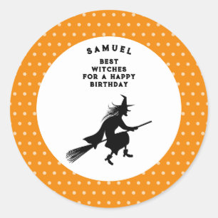 Kids' Halloween Birthday – Little Witch Classic Round Sticker