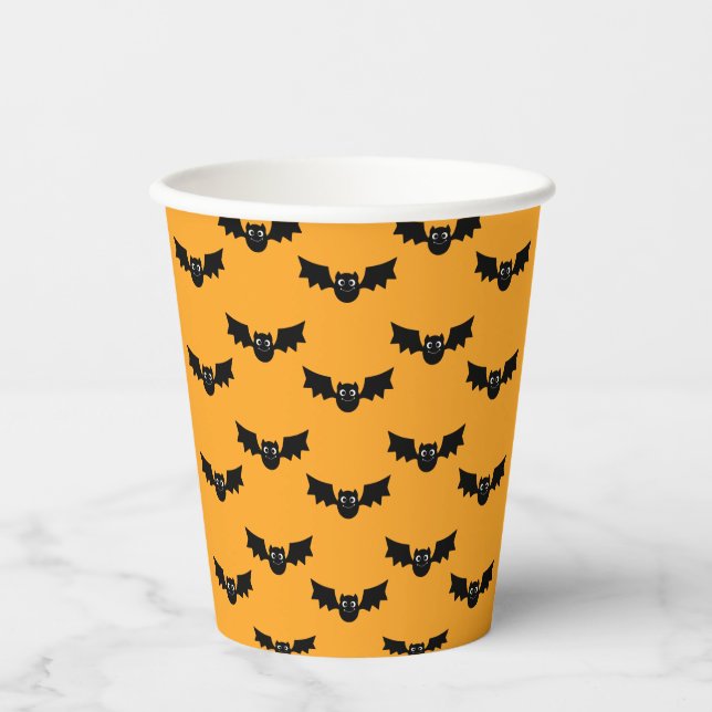 Kids Halloween Birthday Party Cute Bats Paper Cups (Front)