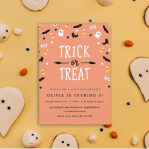 Kids Halloween Birthday Party Invitations Orange