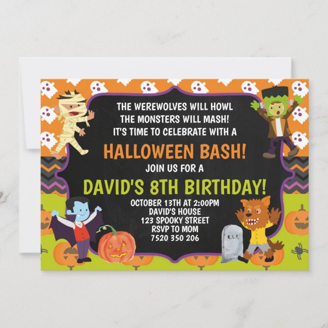 Kids Halloween Birthday Party Spooky Costume Invitation (Front)