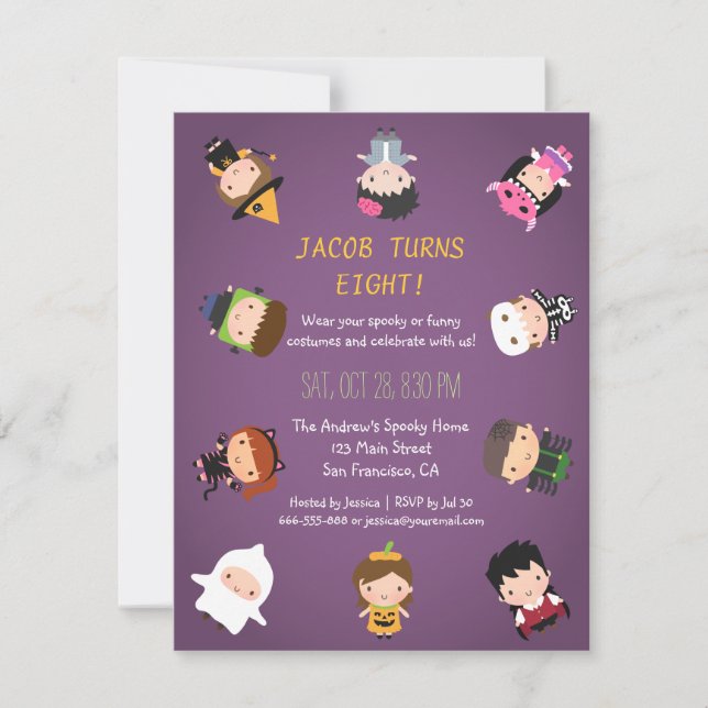 Kids Halloween Costume Birthday Party Invitations (Front)