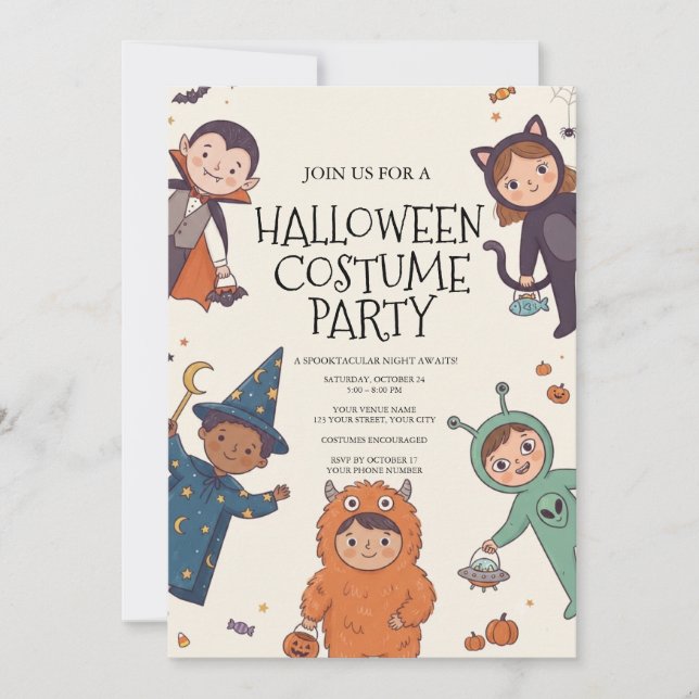 Kids Halloween Costume Party Invitation (Front)