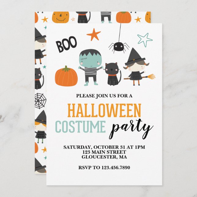 Kids Halloween Costume Party Invitation (Front/Back)