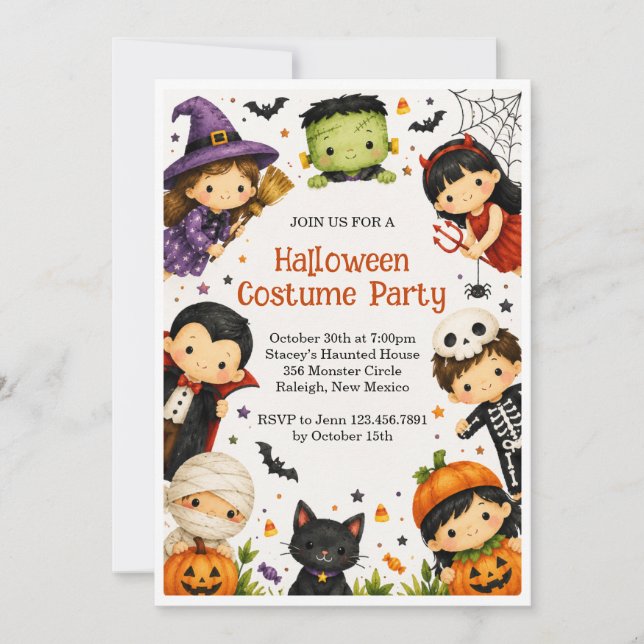 Kids Halloween Costume Party Invitation (Front)