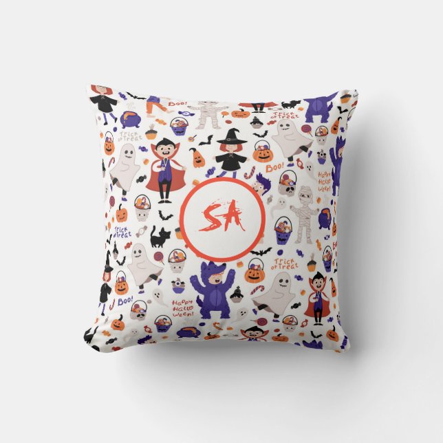 Kids Halloween Costume Party Trick or Treat Boo Cushion (Front)