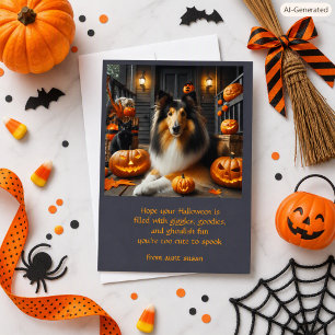 Kids Halloween Cute Collie Dog Greeting Card