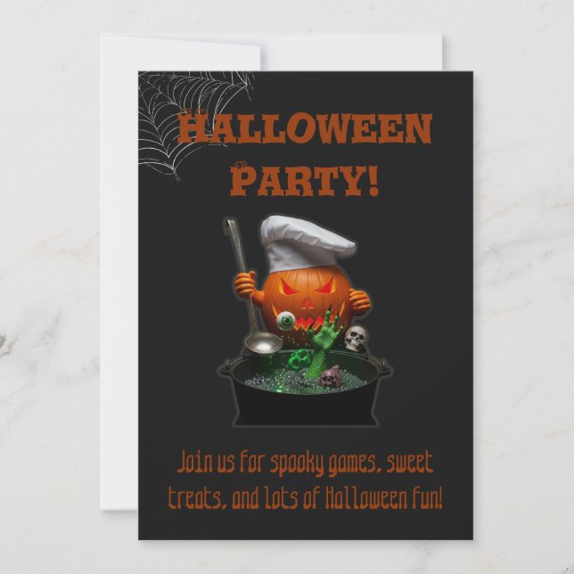 Kids Halloween– Cute Spooky Pumpkin design Invitation (Front)