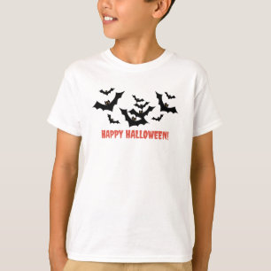Kids Halloween Flying Bats Pumpkin T-Shirt