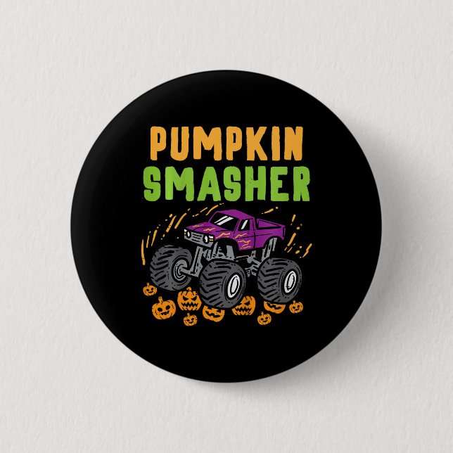 Kids Halloween Monster Truck Pumpkin Smasher Boys  6 Cm Round Badge (Front)