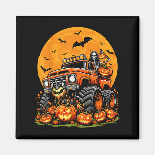 Kids Halloween Monster Truck Skeleton Pumpkin Boys Magnet