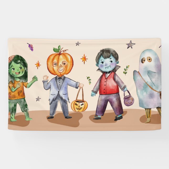 Kids Halloween Party, Halloween Party Home Decor Banner (Horizontal)