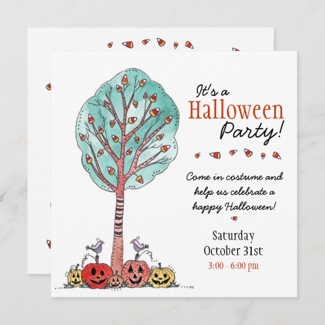 Kids Halloween Party Invitation (Front/Back)