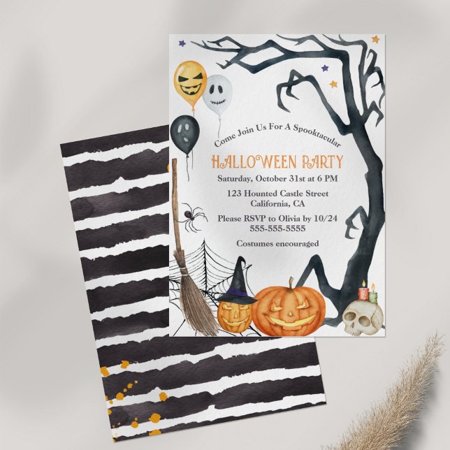 Kids Halloween Party Invitation (Kids Halloween Party Invition on Off-white background)