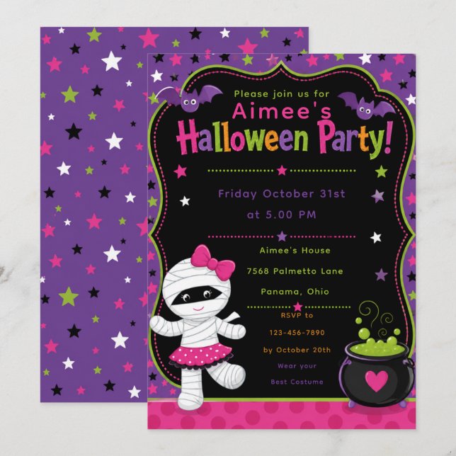 Kids Halloween Party Invitation (Front/Back)
